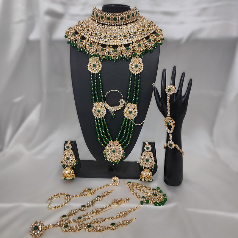 Gehana Mahal Gold Plated Kundan Stone And Pearls Bridal Set