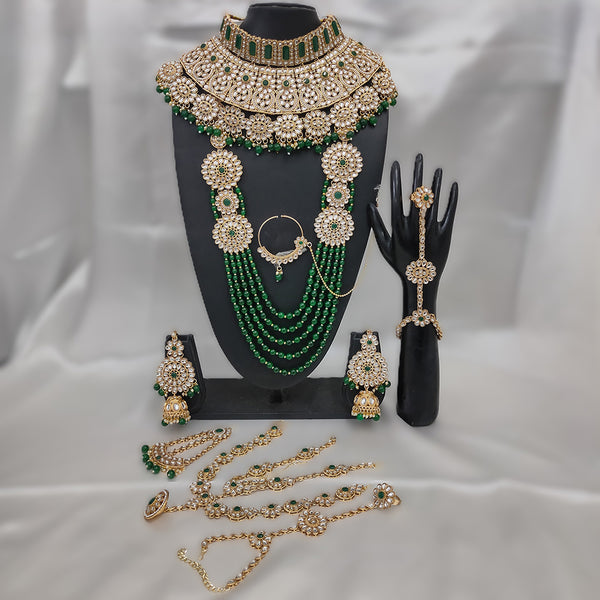 Gehana Mahal Gold Plated Kundan Stone And Pearls Bridal Set