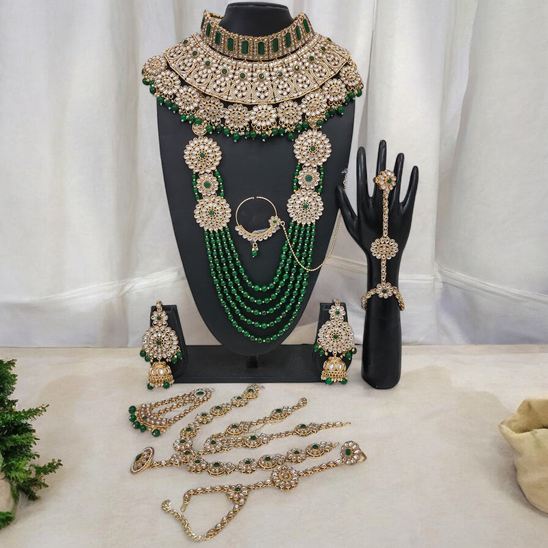 Gehana Mahal Gold Plated Kundan Stone And Pearls Bridal Set