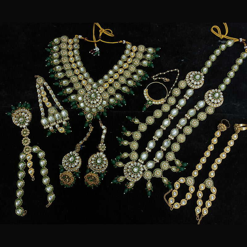 Gehana Mahal Gold Plated Kundan Stone And Pearls Bridal Set