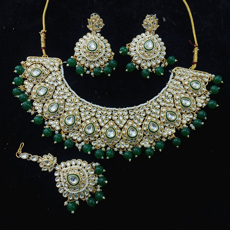 Gehana Mahal Gold Plated Kundan And Pearl Necklace Set