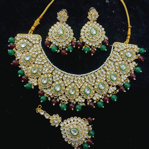 Gehana Mahal Gold Plated Kundan And Pearl Necklace Set