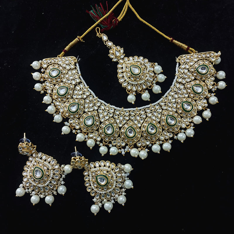 Gehana Mahal Gold Plated Kundan And Pearl Necklace Set