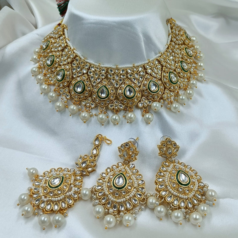 Gehana Mahal Gold Plated Kundan And Pearl Necklace Set