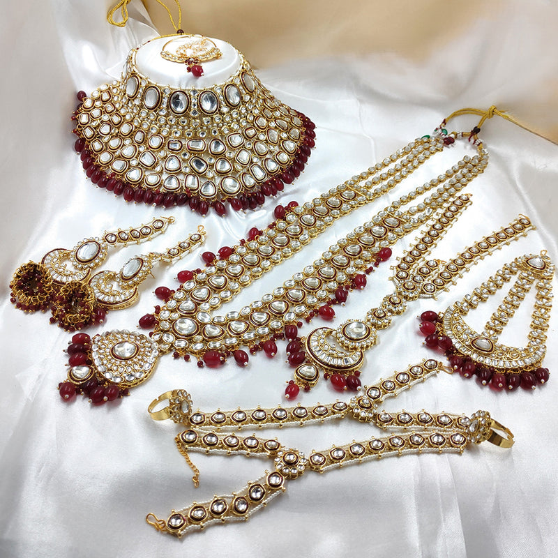 Gehana Mahal Gold Plated Kundan Stone And Meenakari Bridal Set