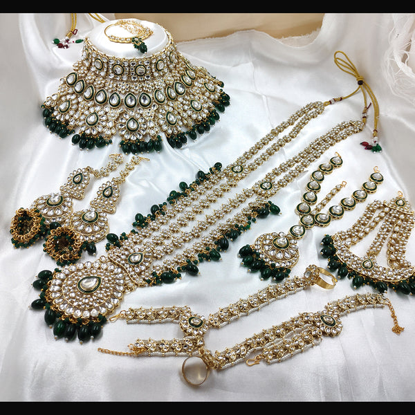 Gehana Mahal Gold Plated Kundan Stone And Pearls Bridal Set