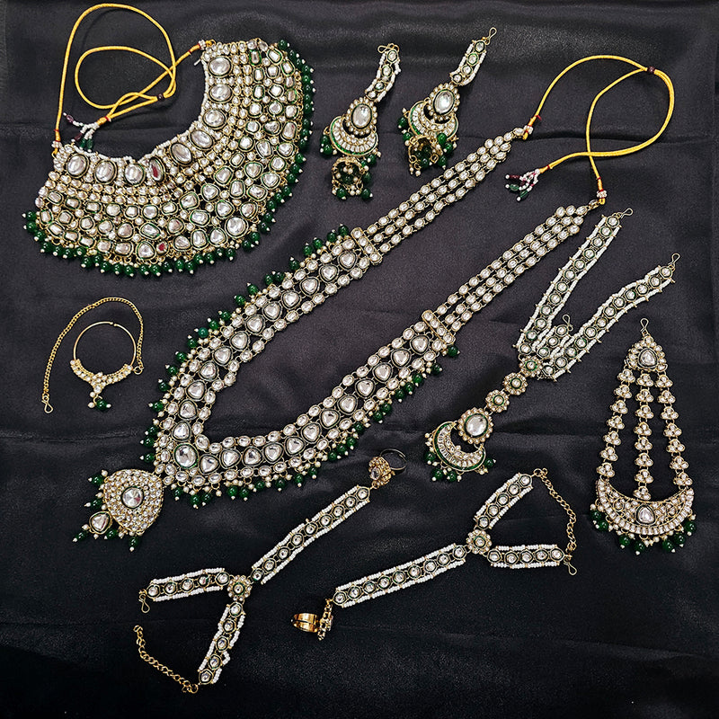 Gehana Mahal Gold Plated Kundan Stone And Pearls Bridal Set