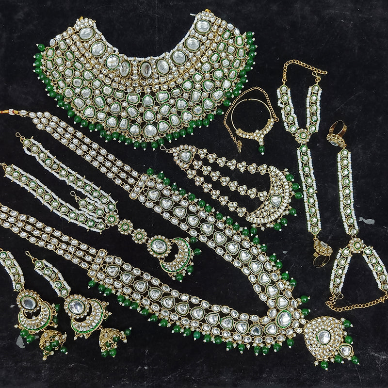 Gehana Mahal Gold Plated Kundan Stone And Pearls Bridal Set