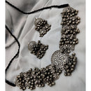 Bevy Pearls Inspired Antique Oxidised Pearl Choker Necklace Set