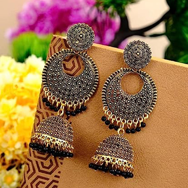Subhag Alankar Black Beautifully designed floral Baali Jhumki Earrings For Girls & Women