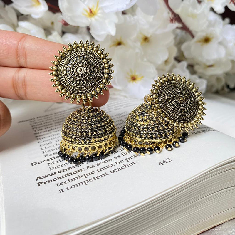 Subhag Alankar Black Attractive Kundan Jhumki earrings ideal for festive wear