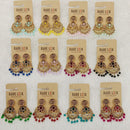 Dhwani Luxury Pota Stone And Beads Dangler Earrings(Pack of 12)