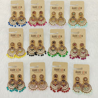 Dhwani Luxury Pota Stone And Beads Dangler Earrings(Pack of 12)