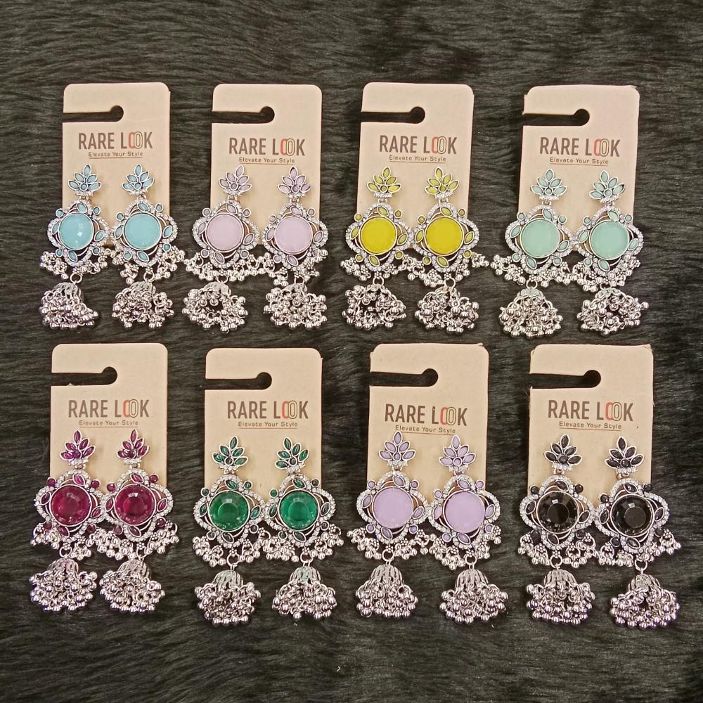 Dhwani Trendy Pota Stone And Pearl Jhumki Earrings- (Pack of 8)