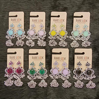 Dhwani Trendy Pota Stone And Pearl Jhumki Earrings- (Pack of 8)