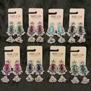Dhwani Trendy Pota Stone And Pearl Jhumki Earrings- (Pack of 8)