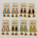 Dhwani Trendy Pota Stone And Pearl Jhumki Earrings- (Pack of 8)