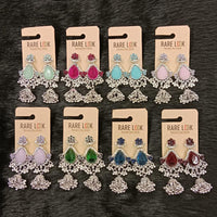 Dhwani Trendy Pota Stone And Pearl Jhumki Earrings- (Pack of 8)