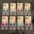 Dhwani Trendy Pota Stone And Pearl Jhumki Earrings- (Pack of 8)