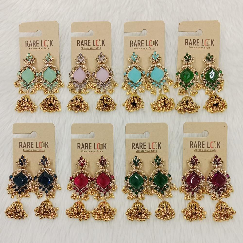 Dhwani Trendy Pota Stone And Pearl Jhumki Earrings- (Pack of 8)