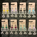 Dhwani Trendy Pota Stone And Pearl Jhumki Earrings- (Pack of 8)