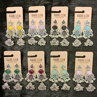 Dhwani Trendy Pota Stone And Pearl Jhumki Earrings- (Pack of 8)
