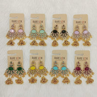 Dhwani Trendy Pota Stone And Pearl Jhumki Earrings- (Pack of 8)
