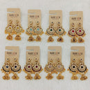 Dhwani Trendy Pota Stone And Pearl Jhumki Earrings- (Pack of 8)