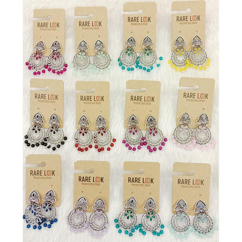 Dhwani Luxury Pota Stone And Beads Dangler Earrings(Pack of 12)
