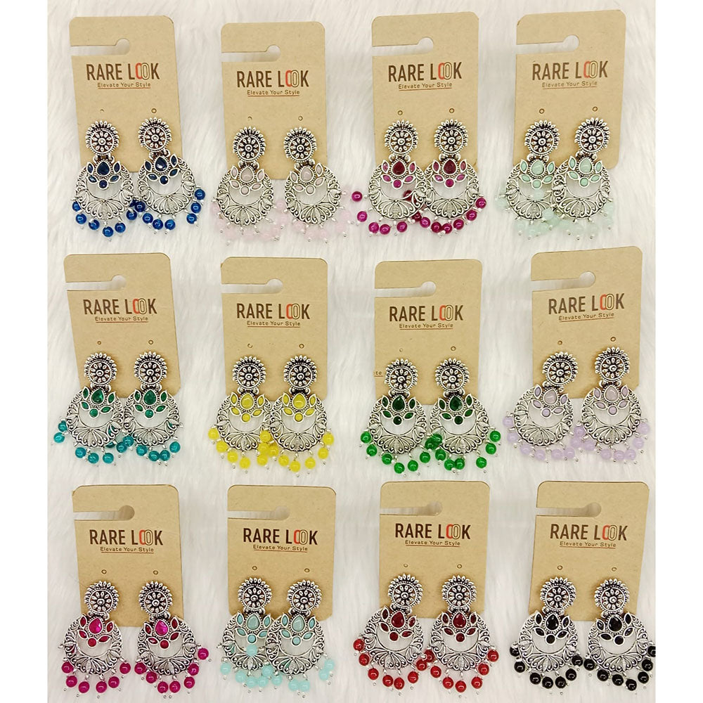 Dhwani Luxury Pota Stone And Beads Dangler Earrings(Pack of 12)