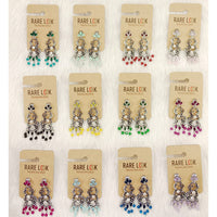 Dhwani Luxury Pota Stone And Beads Dangler Earrings(Pack of 12)