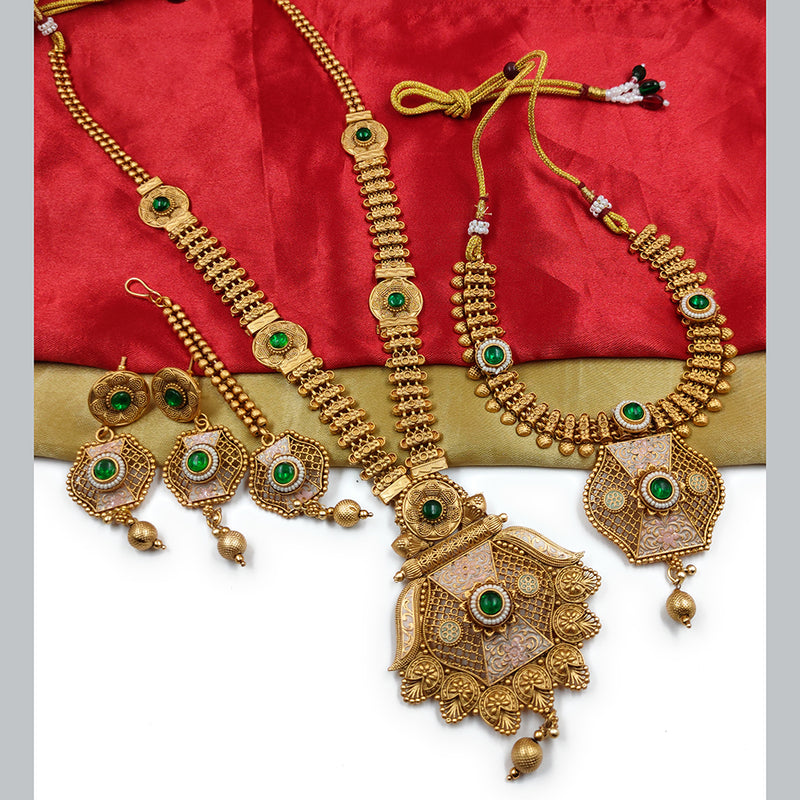 Gehana Mahal Copper Gold Pota Stone Necklace Combo