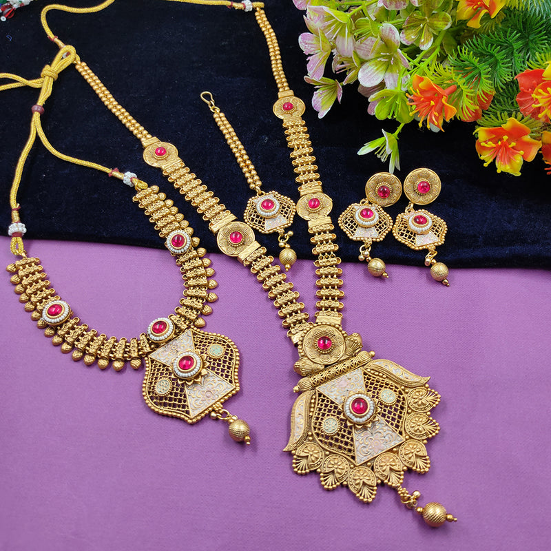 Gehana Mahal Copper Gold Pota Stone Necklace Combo