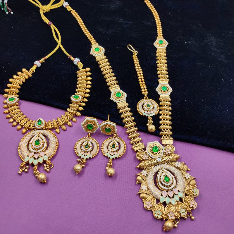 Gehana Mahal Copper Gold Pota Stone Necklace Combo