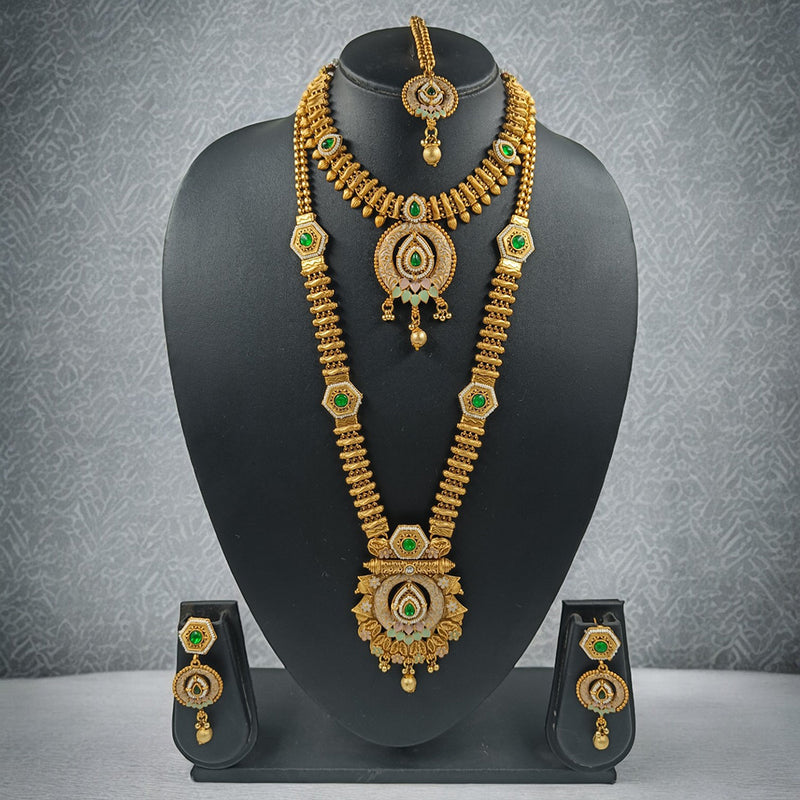 Gehana Mahal Copper Gold Pota Stone Necklace Combo