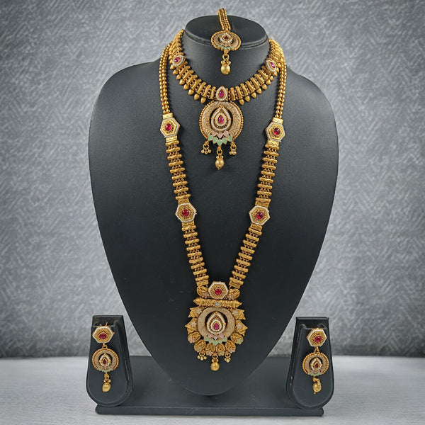 Gehana Mahal Copper Gold Pota Stone Necklace Combo