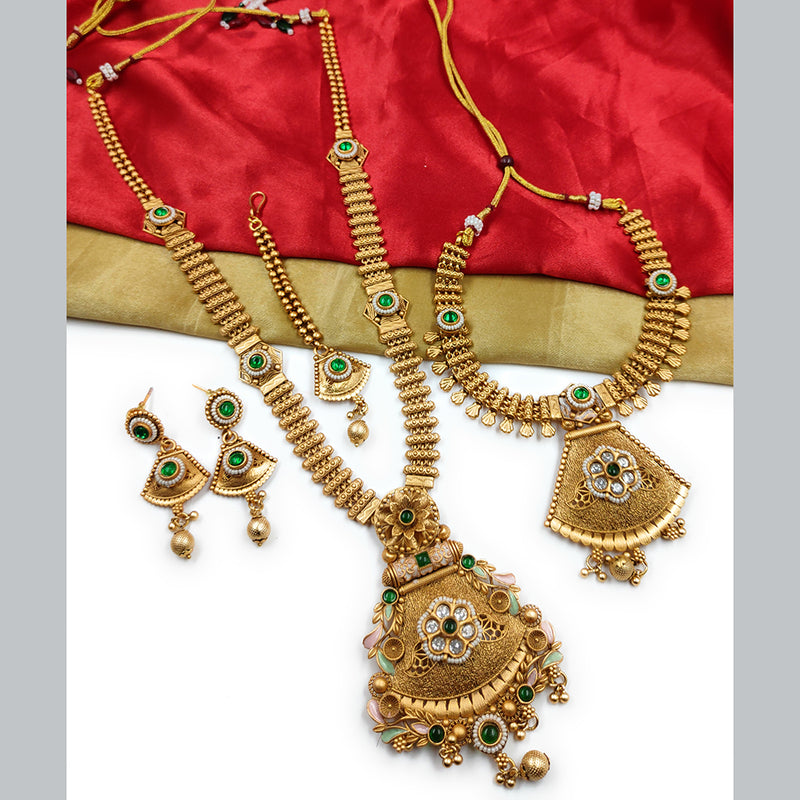 Gehana Mahal Copper Gold Pota Stone Necklace Combo