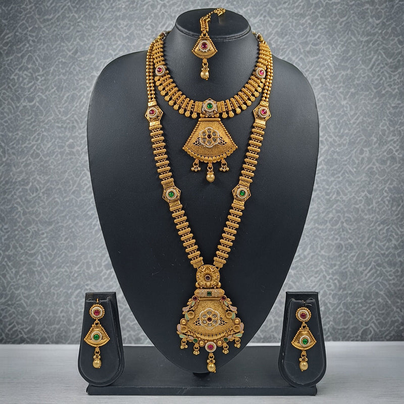 Gehana Mahal Copper Gold Pota Stone Necklace Combo