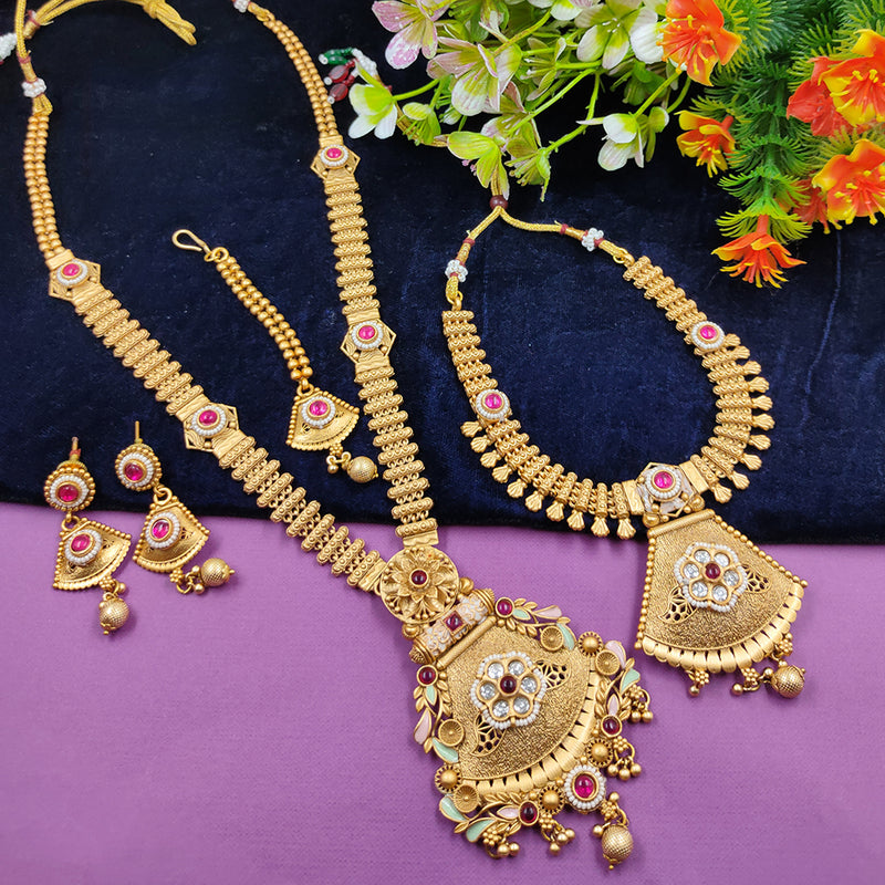 Gehana Mahal Copper Gold Pota Stone Necklace Combo