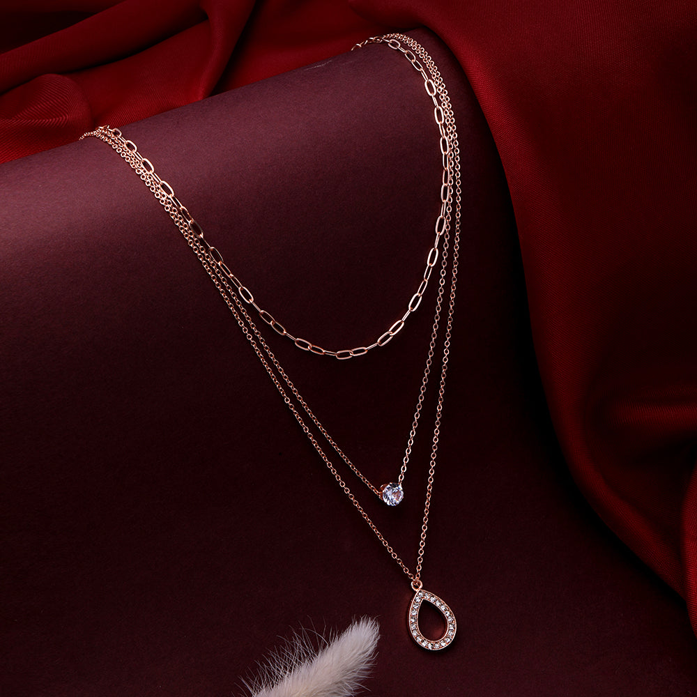 Shrishti Fashion Layer Rose Gold Plated Necklace Chain For Women