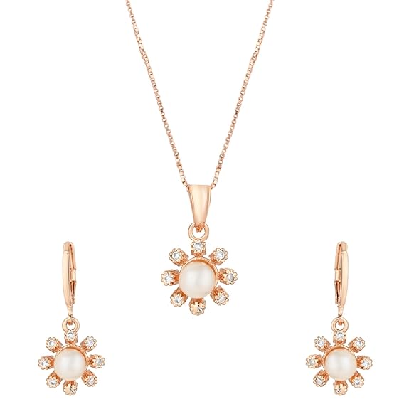 Etnico CZ American Diamond Chain Pendent Jewellery Set for Women
