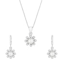 Etnico Silver Plated CZ American Diamond Chain Pendent Jewellery Set for Women