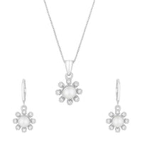 Etnico Silver Plated CZ American Diamond Chain Pendent Jewellery Set for Women