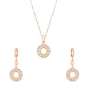 Etnico Rose Gold Plated CZ American Diamond Chain Pendent Set for Women