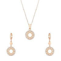Etnico Rose Gold Plated CZ American Diamond Chain Pendent Set for Women