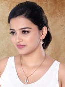 Etnico Rose Gold Plated Glittering American Diamond CZ Zircon Chain Pendent Set for Women