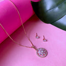 Etnico Rose Gold Plated American Diamond CZ Zircon Chain Pendent Set for Women
