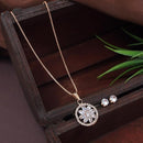 Etnico Rose Gold Plated American Diamond CZ Zircon Chain Pendent Set for Women