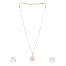 Etnico Rose Gold Plated American Diamond CZ Zircon Chain Pendent Set for Women