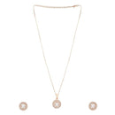 Etnico Rose Gold Plated CZ American Diamond Chain Pendent Set for Women